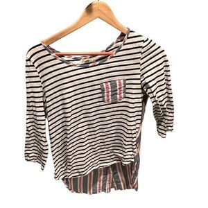 Comme Toi striped 3/4 length sleeves top size large